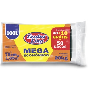 SACO DE LIXO EMBALIXO100L C/ 50UN