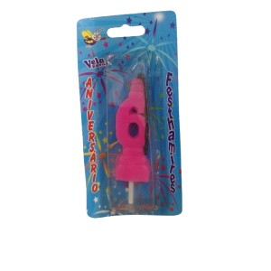 VELA ANIVERSÁRIO N 6 -  ROSA