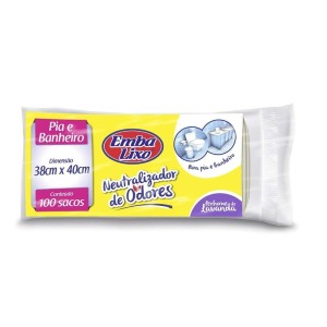 SACO DE LIXO PIA/BANH LAVANDA 100UN